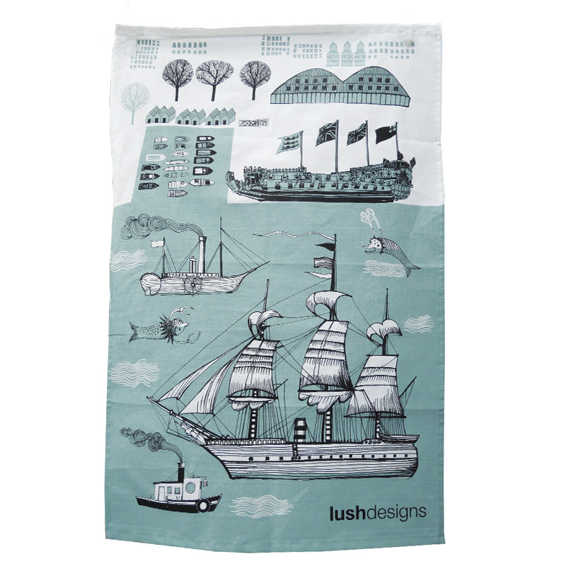 Tall Ships Tea Towel
