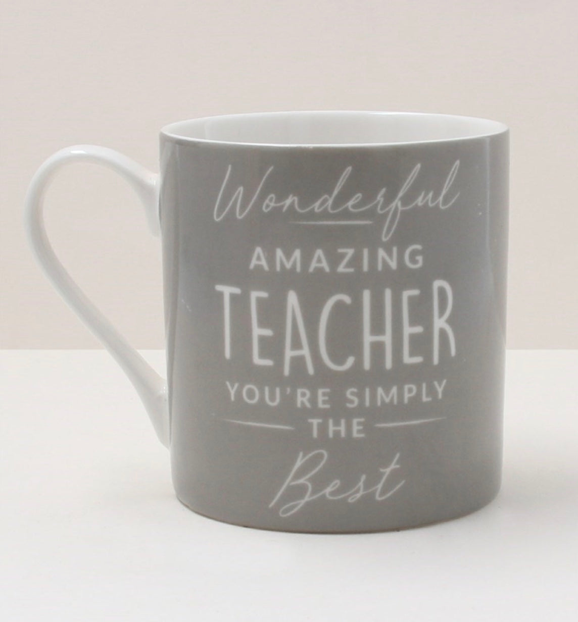 Grey `Teacher` Bone China Mug