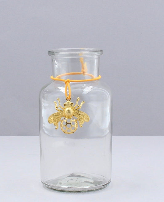 Gold Bee Charm Bottle Vase