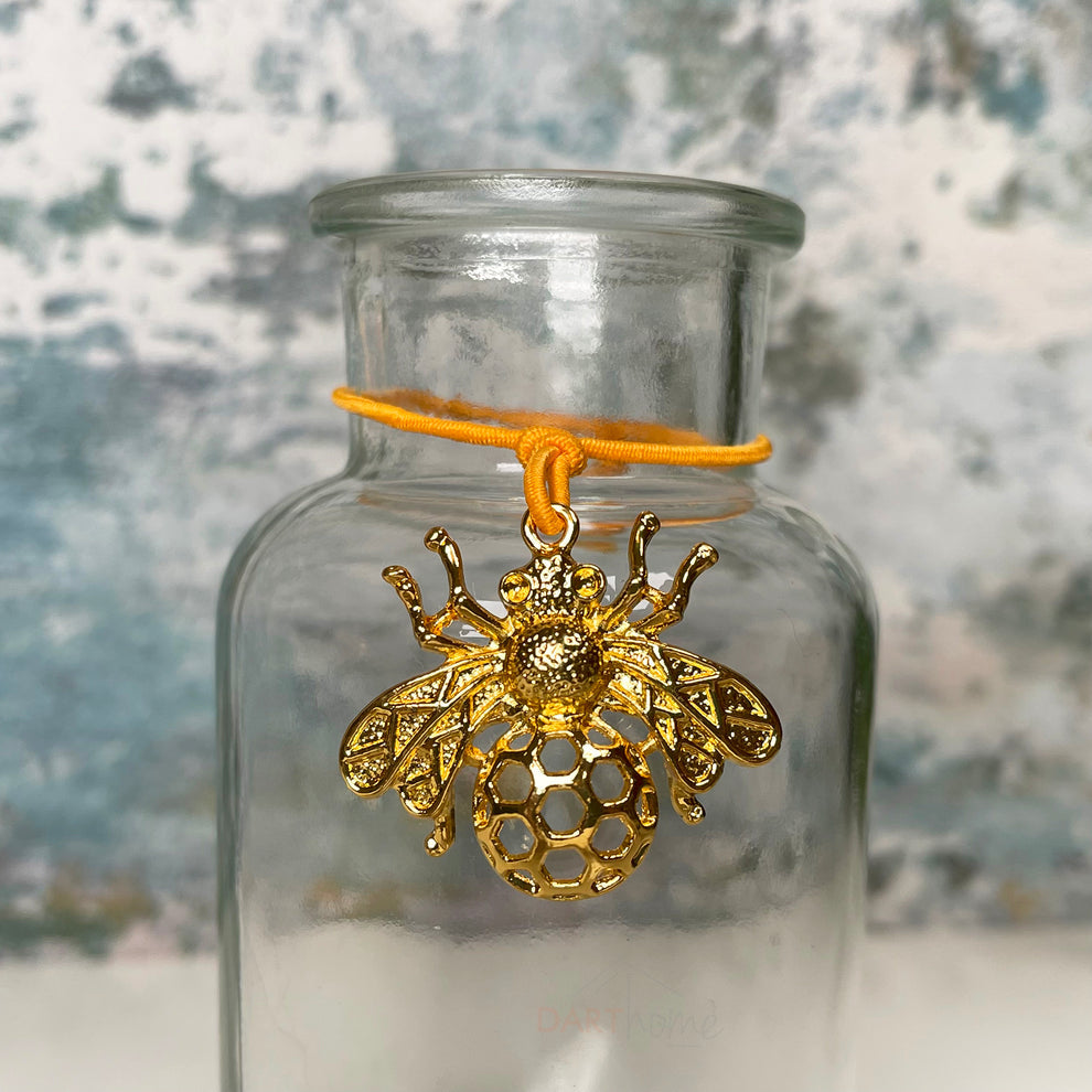 Gold Bee Charm Bottle Vase